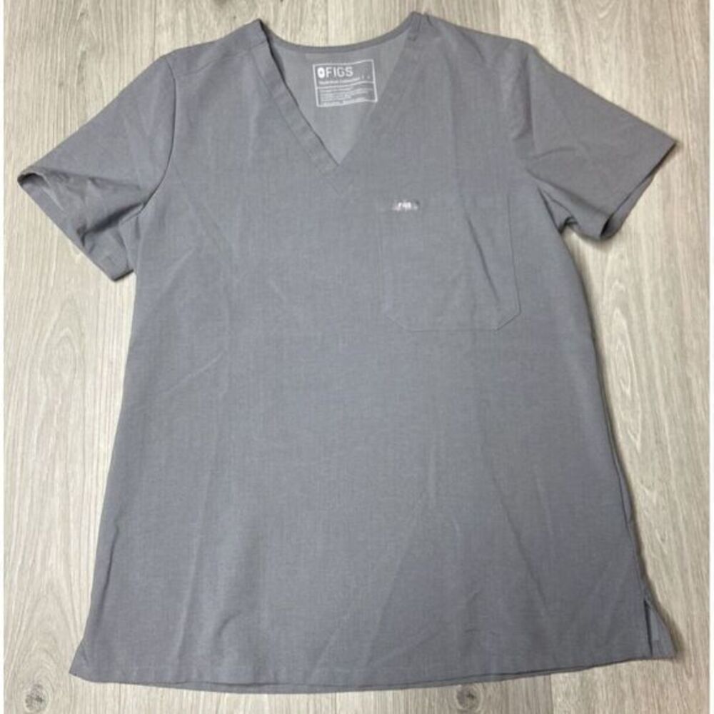 FIGS Scrub Top Women Small Gray Catarina One-Pocket Technical Collection Medical